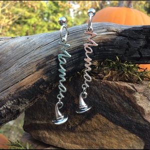 Silver MAMA WITCH earrings hat stainless steel new